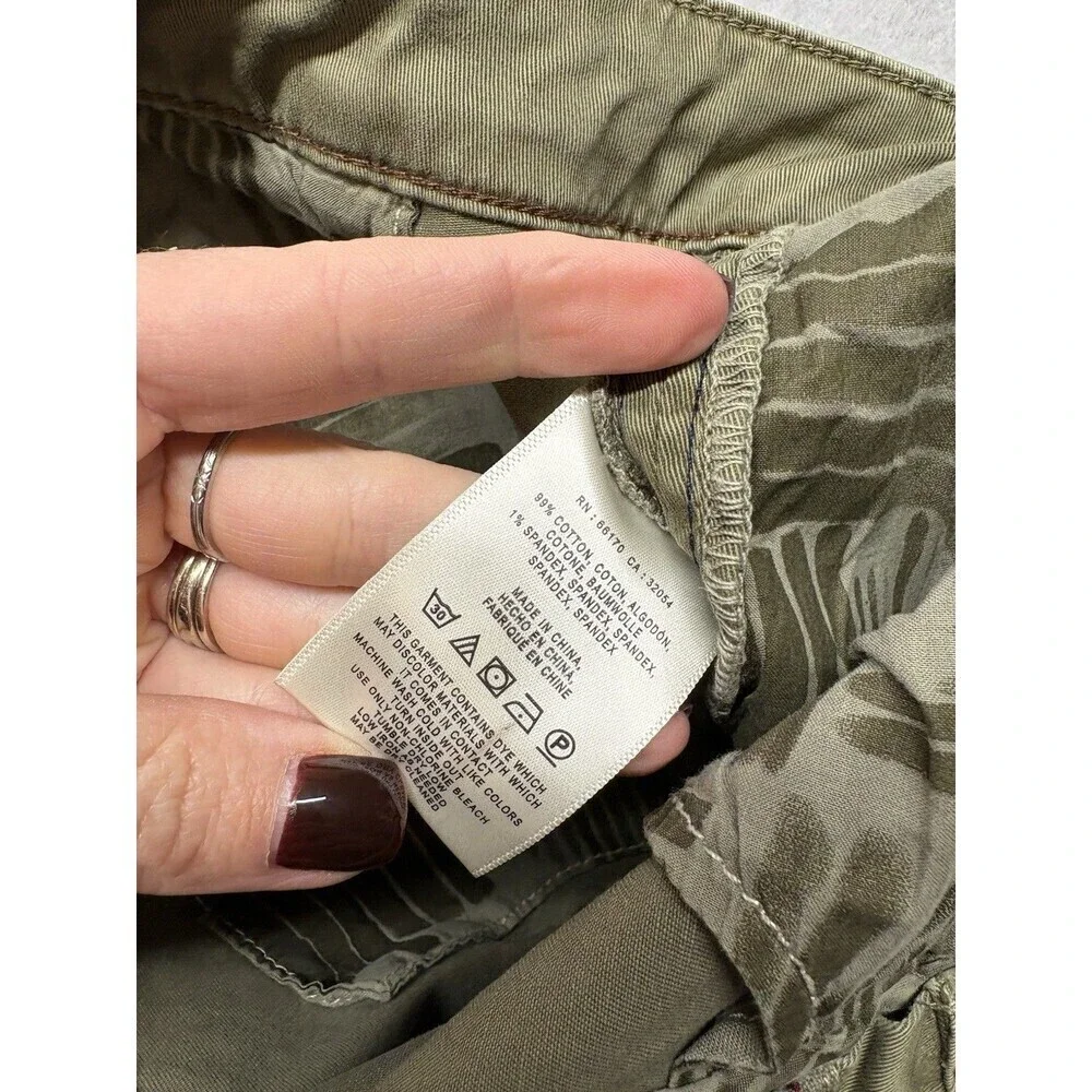 Chino by Anthropologie Sz 30 Women Moss Green Relaxed Jeans Side Stripe